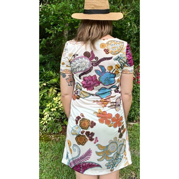 Etro Milano Paisley Floral Sheath Midi Dress Ivory Multicolor Size Medium - Picture 5 of 16